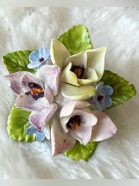 Vintage Bone China Floral Brooch Made in England Hand Painted Porcelain Flower